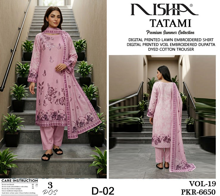 *Tatami By Nisha Embroidered Lawn Available in 3Pcs*