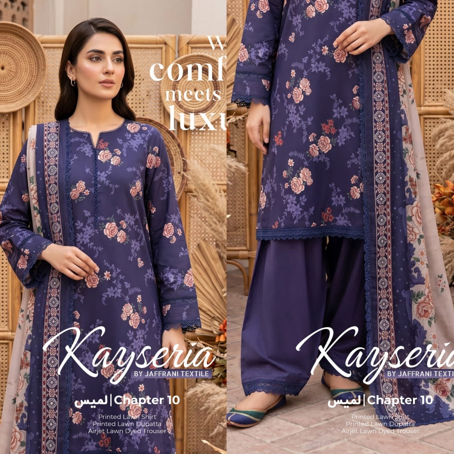*Kayseria By jaffrani Printed Lawn Available in 3Pcs*