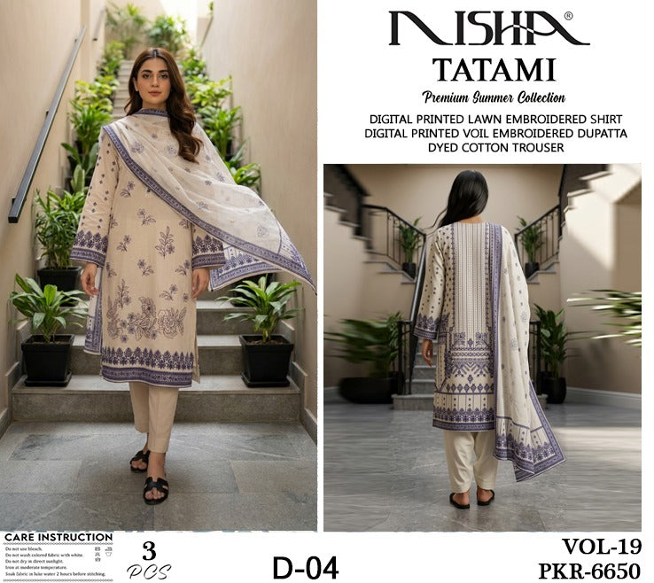 *Tatami By Nisha Embroidered Lawn Available in 3Pcs*