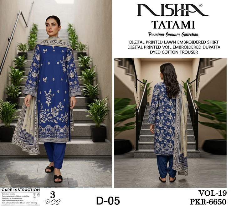 *Tatami By Nisha Embroidered Lawn Available in 3Pcs*