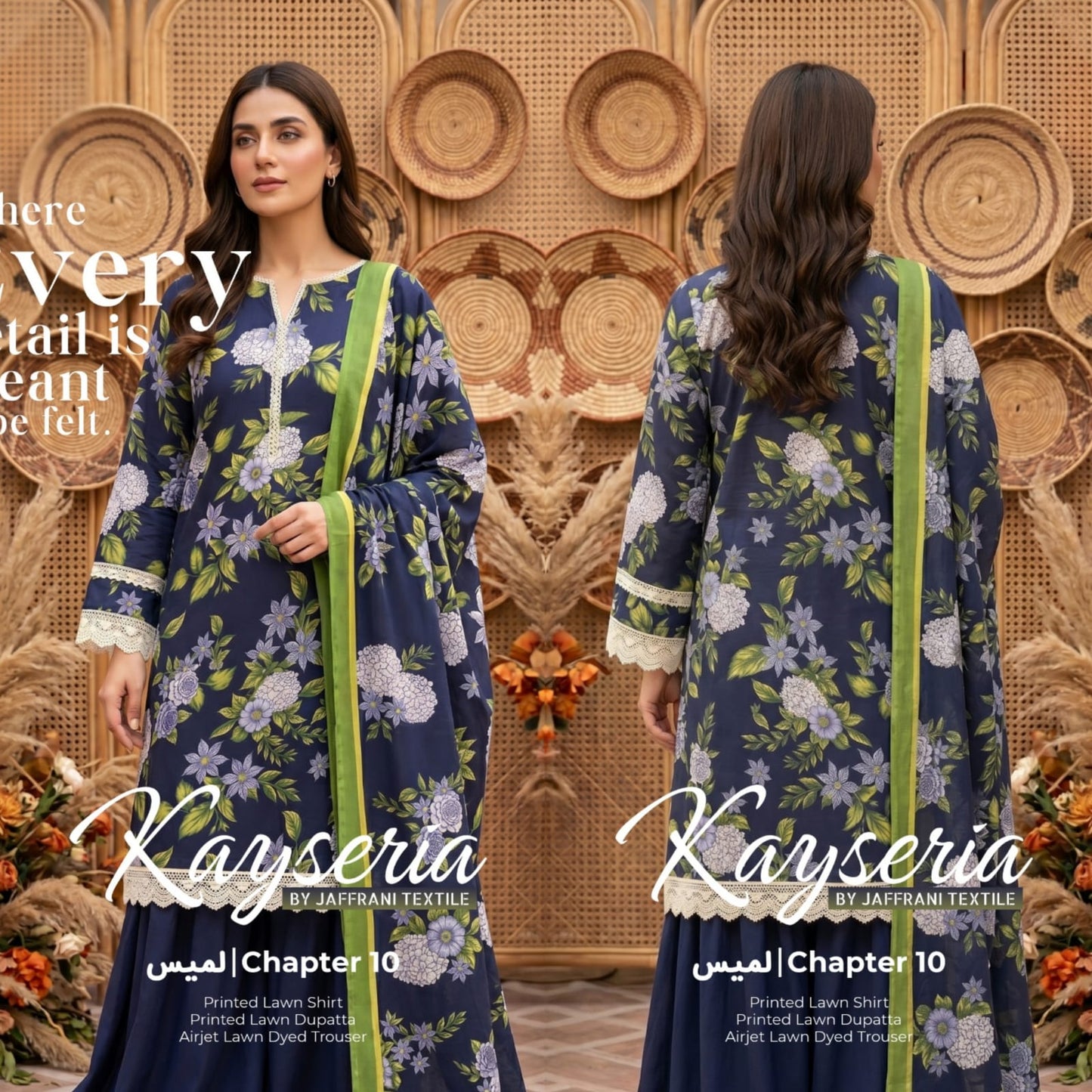 *Kayseria By jaffrani Printed Lawn Available in 3Pcs*