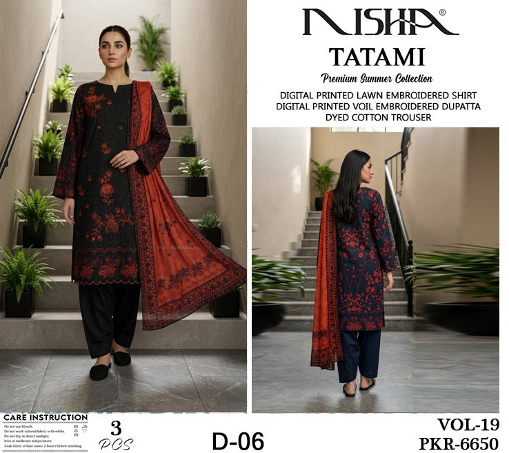 *Tatami By Nisha Embroidered Lawn Available in 3Pcs*